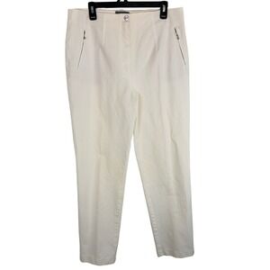 Vanilia Women Cream Euro Summer Designer Italian Fabric Jacky Becky Pants 48N